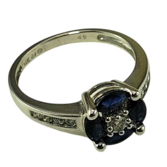 14 Karat White Gold Sapphire and Diamond Ring Size 7 #20034 - Picture 4 of 8